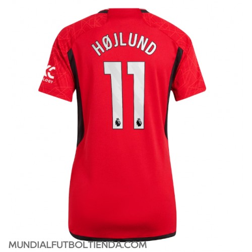 Camiseta Manchester United Rasmus Hojlund #11 Primera Equipación Replica 2023-24 para mujer mangas cortas